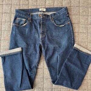 Taylor Stitch Selvedge Jeans White Oak Cone Organic Denim Button Fly Men Slim 32